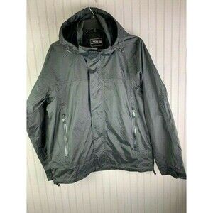 Atrium Mens Windbreaker Jacket Size Small Black Lined Hoodie Zip Pockets